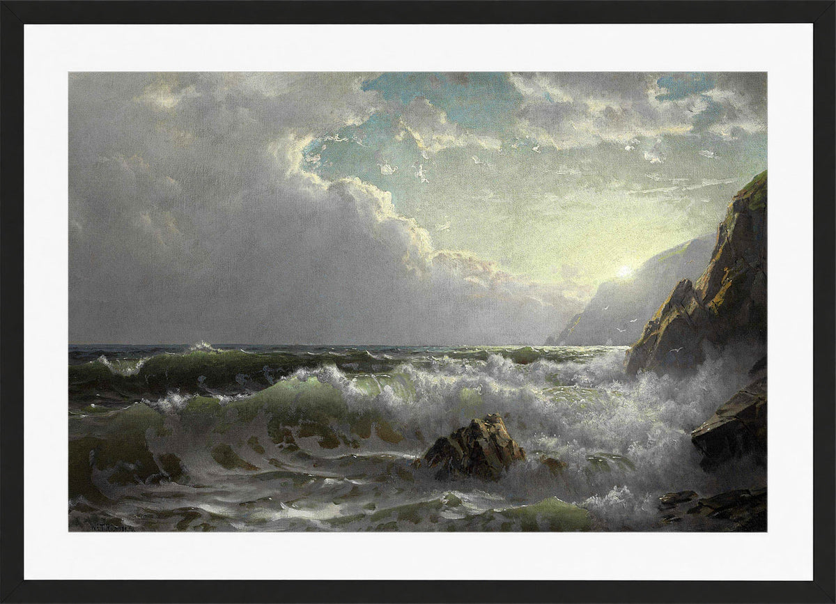 William Trost Richards Print, Off the Coast of Cornwall (1904) in a black frame