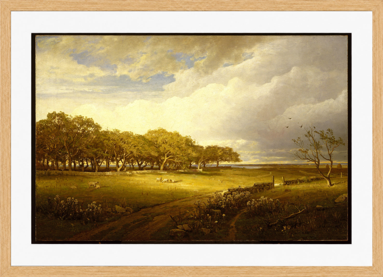 William Trost Richards Print, Old Orchard at Newport in a light oak frame