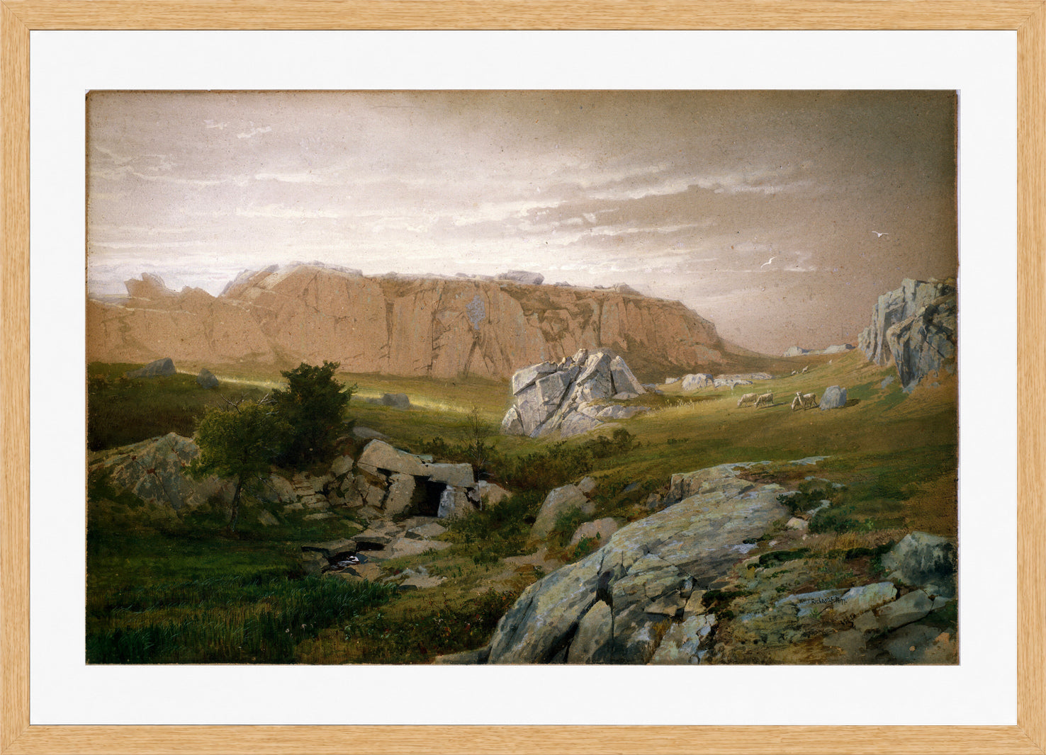 William Trost Richards Print, Paradise, Newport (1877) in a light oak frame