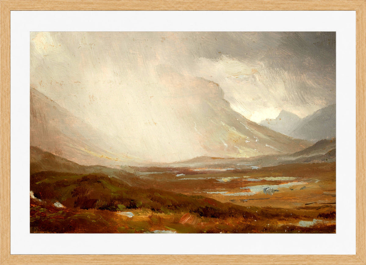 William Trost Richards Print, Passing Storm, Isle of Skye, Scotland in a light oak frame