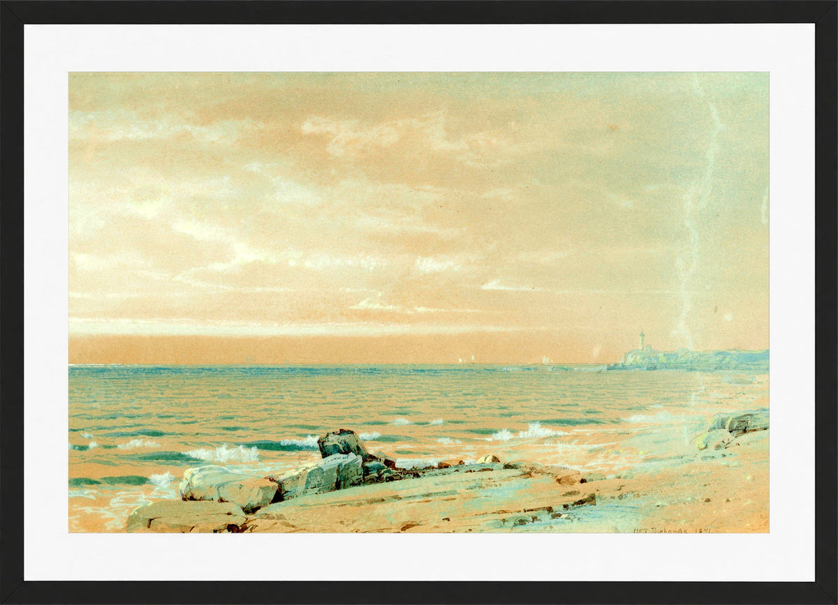 William Trost Richards Print, Point Judith (1871) in a black frame