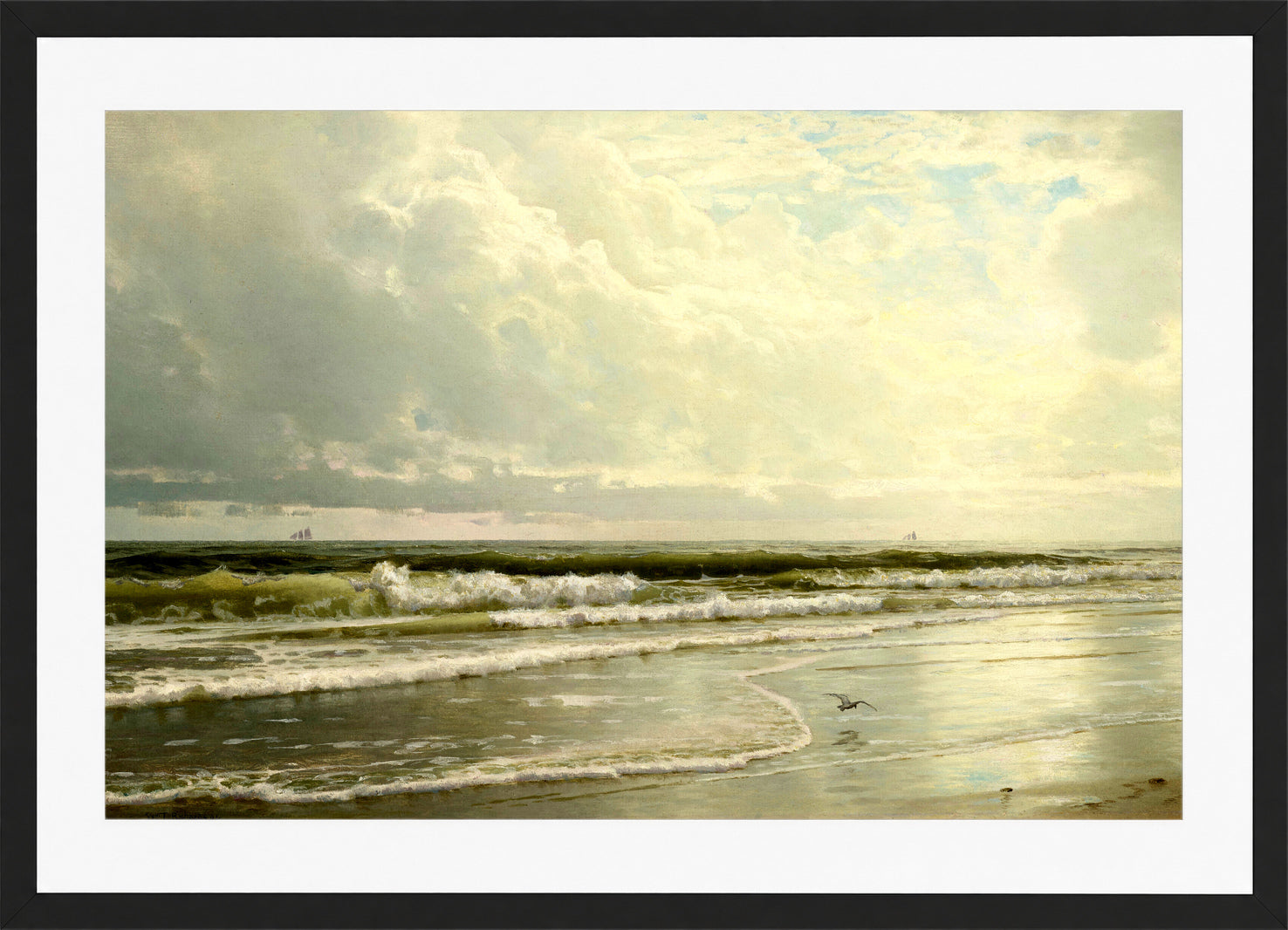 William Trost Richards Print, Rockaway Beach (1891) in a black frame