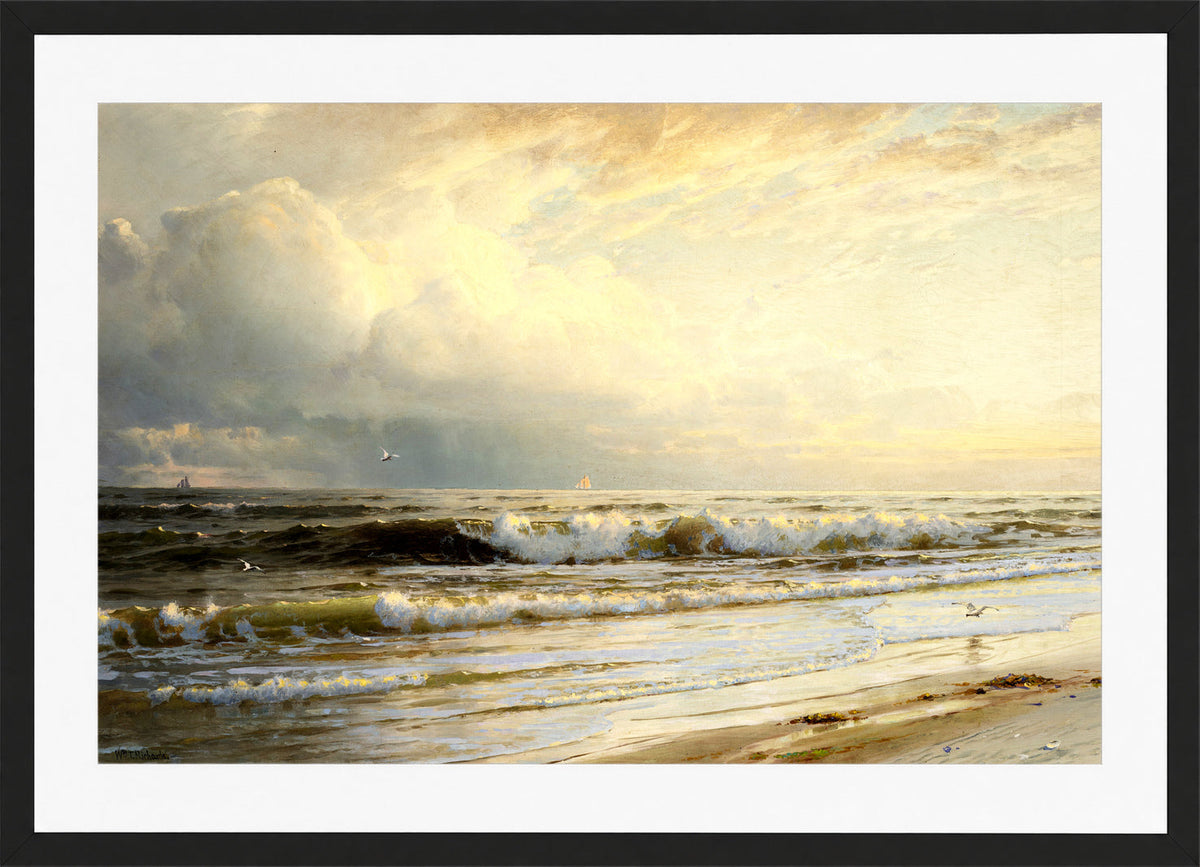 William Trost Richards Print, Rockaway Beach in a black frame