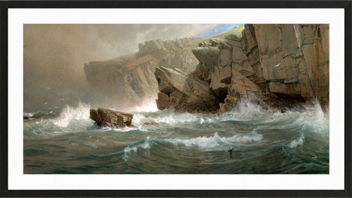 William Trost Richards Print, South-West Point, Conanicut (1878–1879) in a black frame