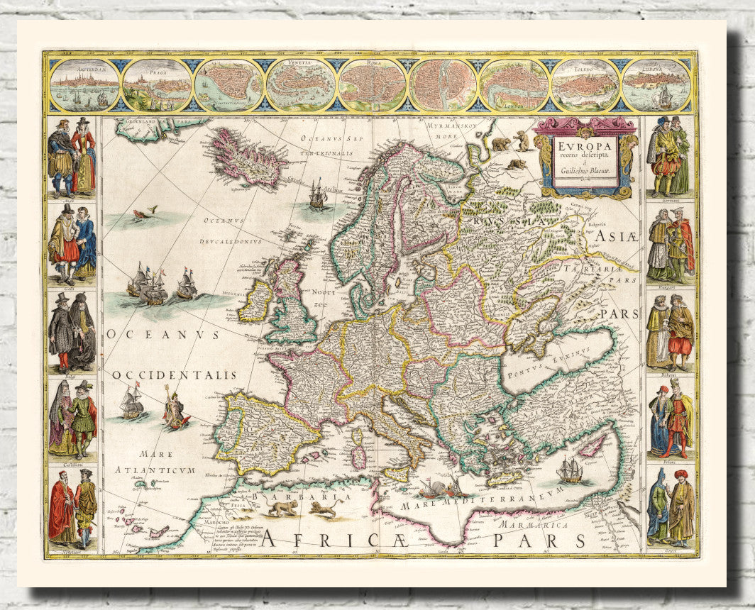 1644 Europa Recens Map, Willem Blaeu