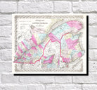 Lower Canada Map Print, Quebec, Montreal Vintage Poster Old Map