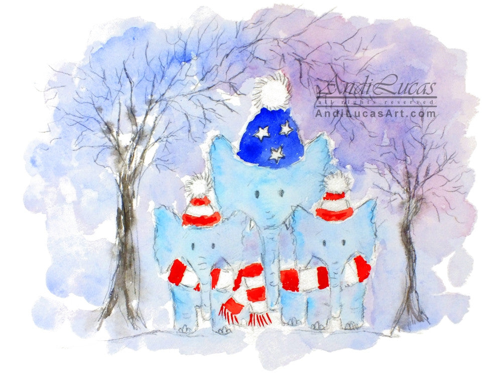 Cute Elephants Children's Nursery Wall Art Print - OnTrendAndFab