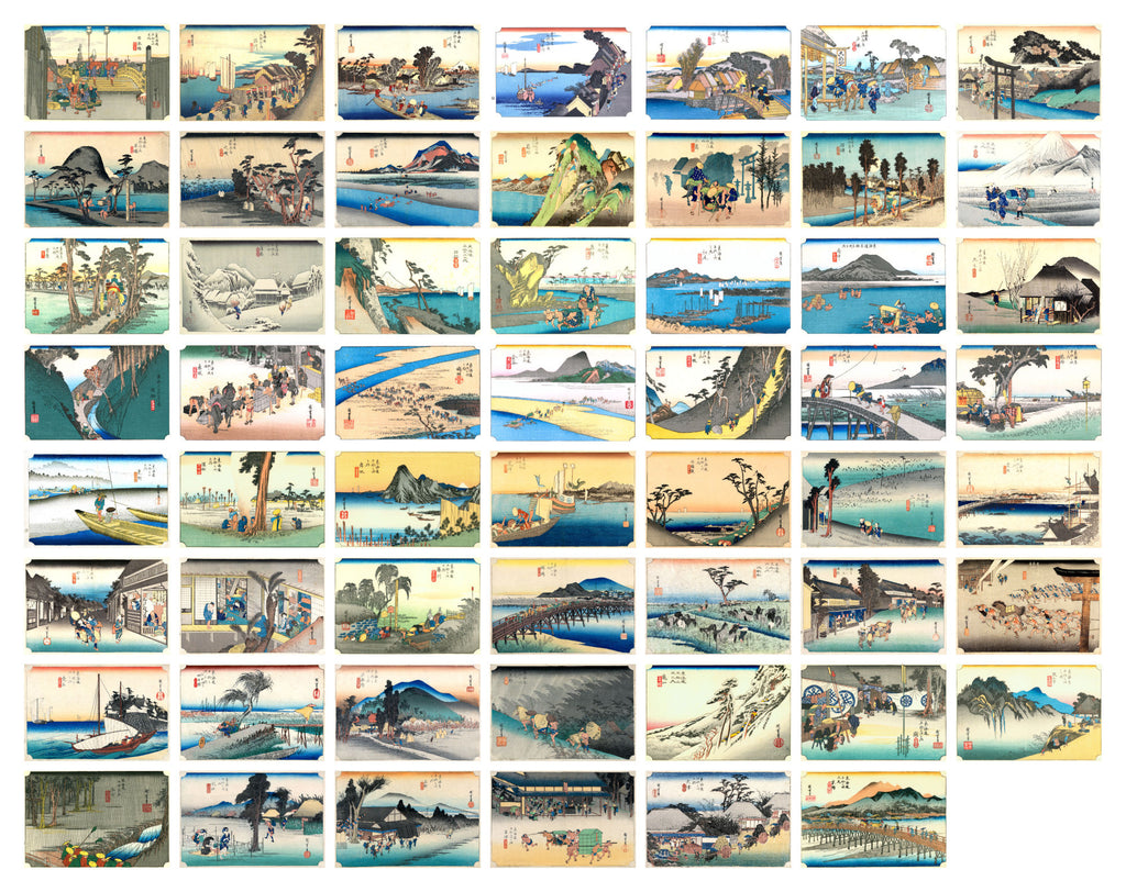 The Fifty-three Stations of the Tokaido, Complete set of Japanese Prints, Utagawa Hiroshige