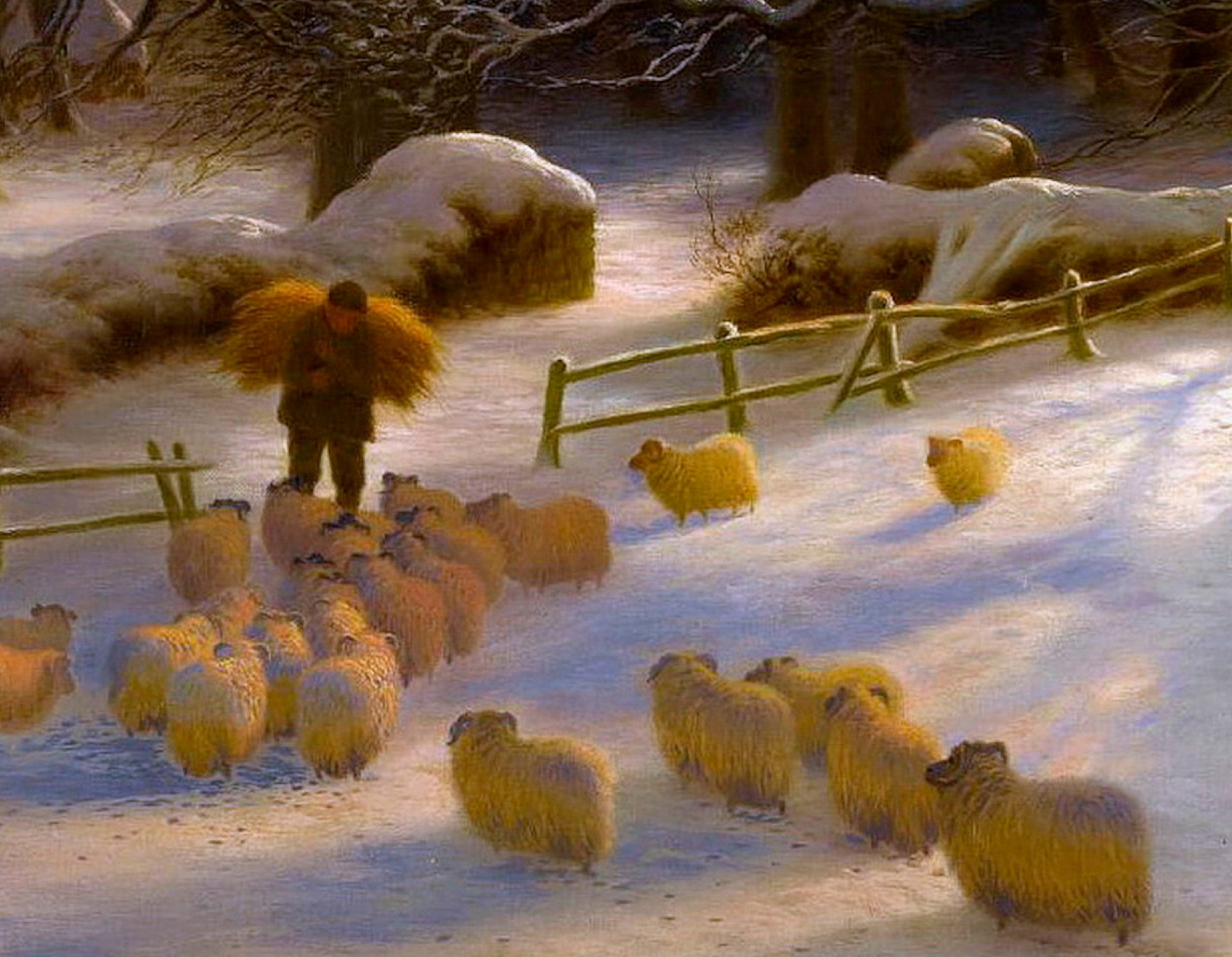 Joseph Farquharson Fine Art Print, Winter Landscape Sunset