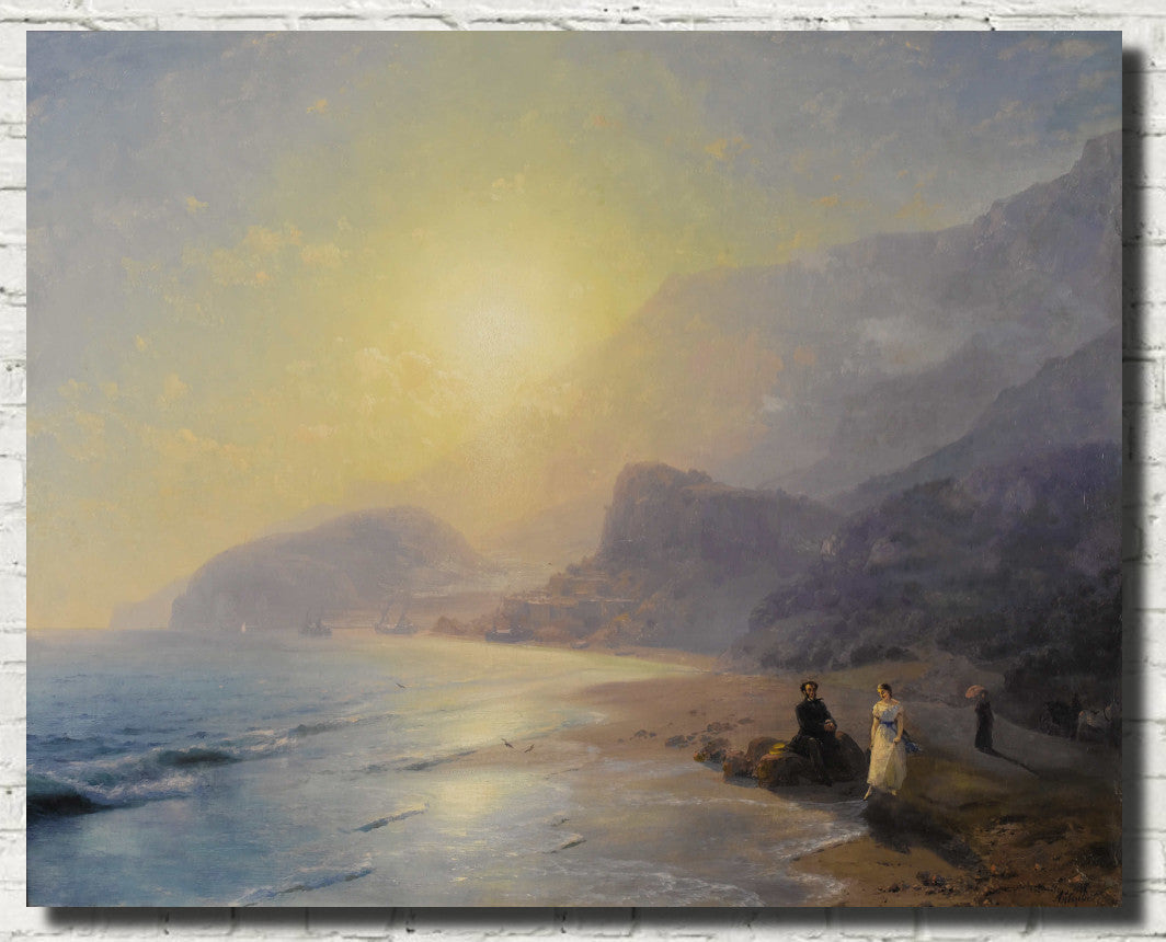 Ivan Aivazovsky Fine Art Print, A. S. Pushkin and Countess M. N. Raevskaya by the sea near Gurzuf