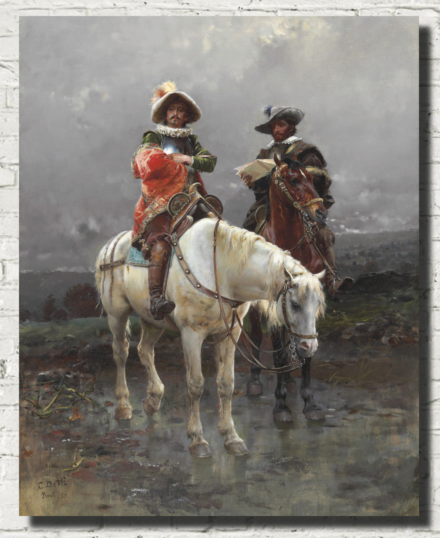 A Cavalier on a White Horse, Cesare Agostino Detti Fine Art Print