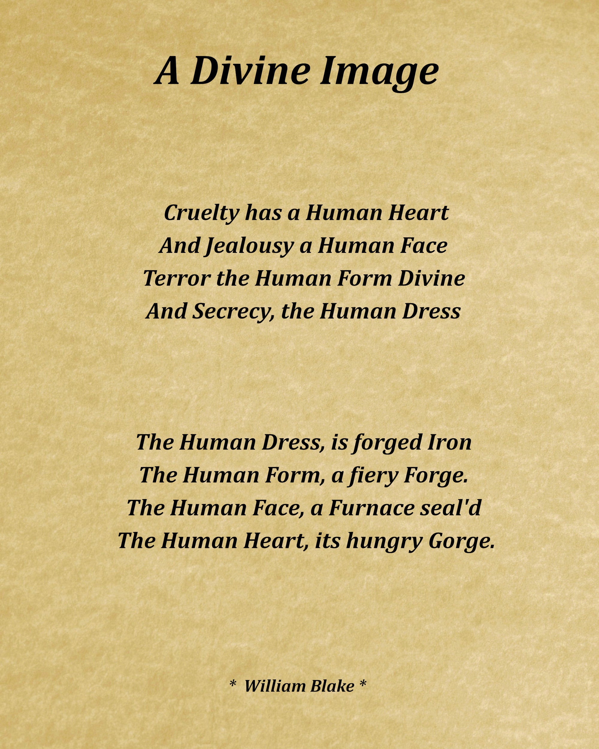A Divine Image Poem by William Blake, Typography Print