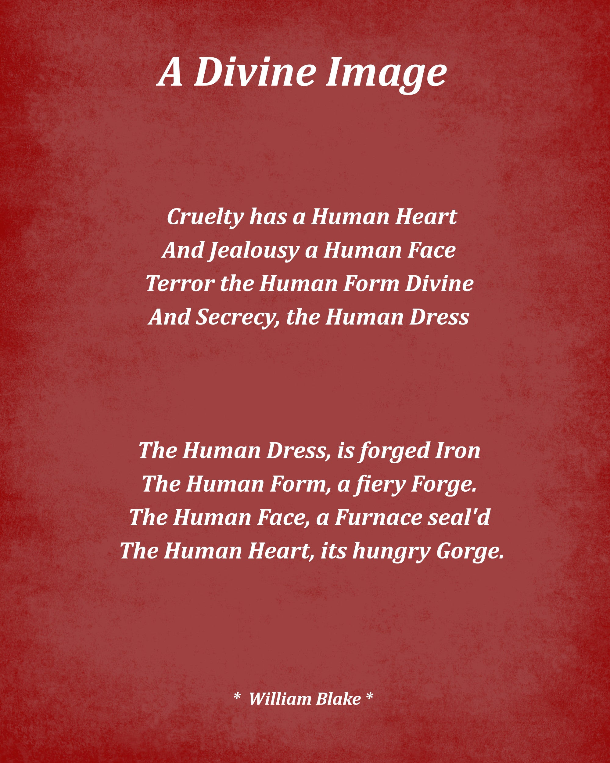 A Divine Image Poem by William Blake, Typography Print