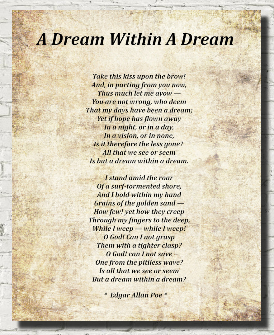 A Dream Within A Dream Poem by Edgar Allan Poe, Typography Print
