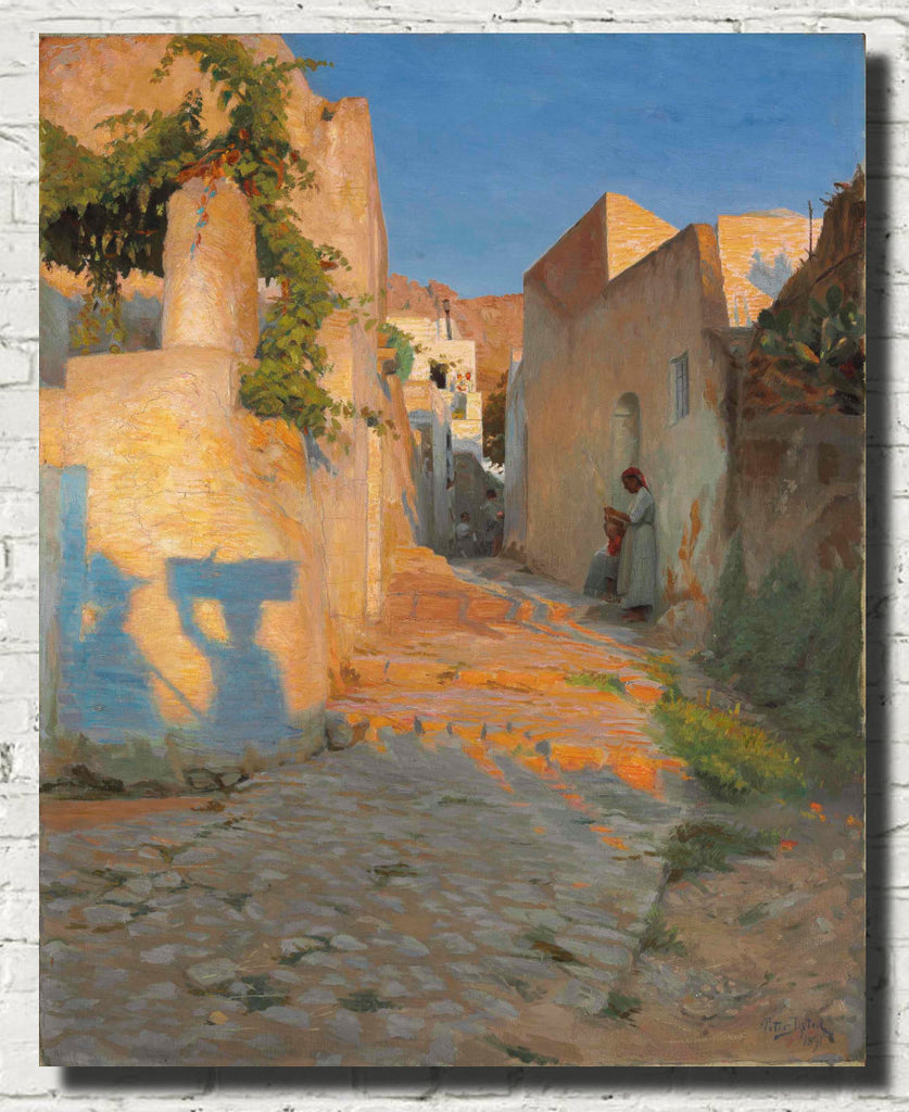 Peter Ilsted Fine Art Print, A Street Scene in Tunisia