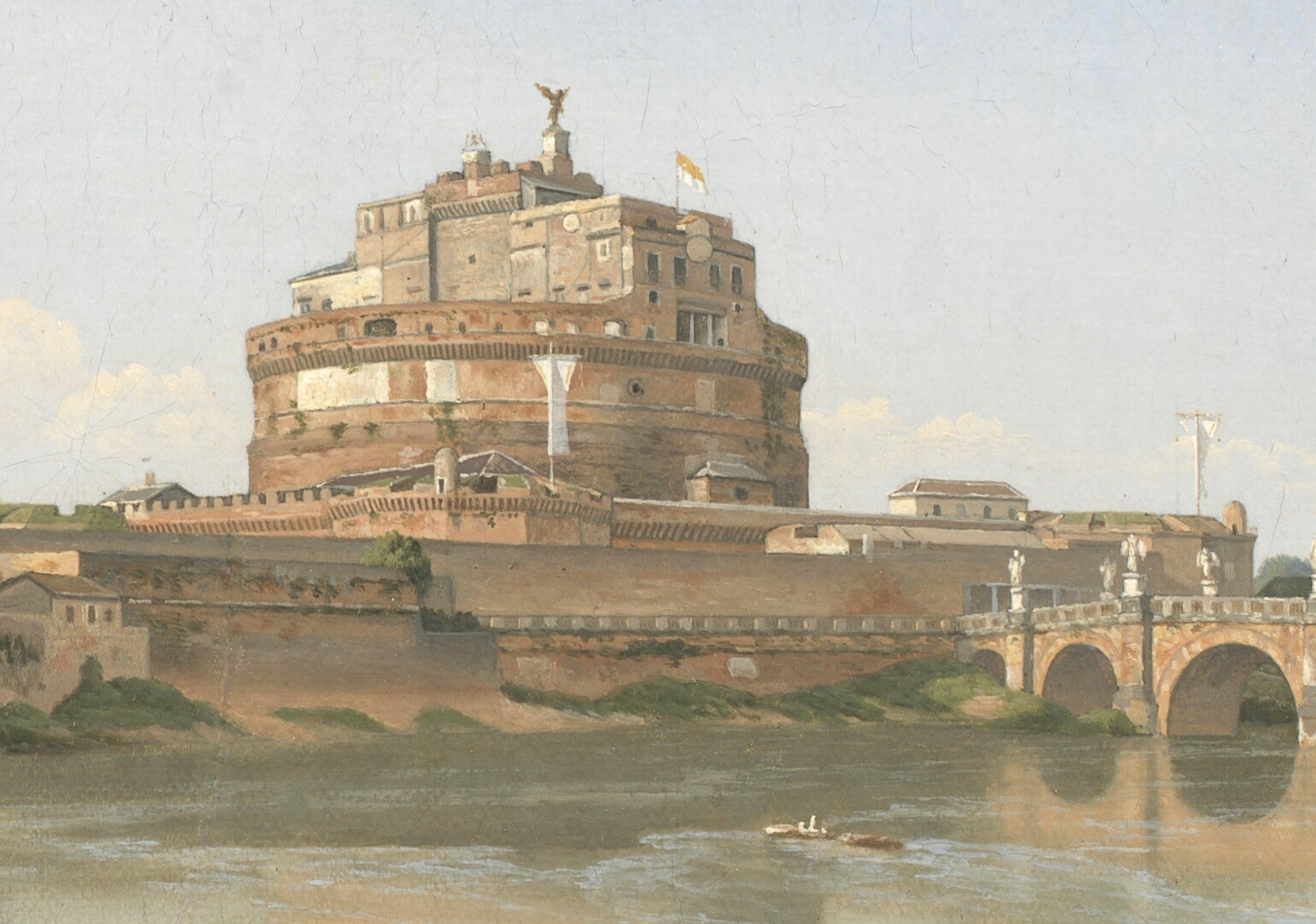 A View across the Tiber from Trastevere towards Castel S. Angelo, C W Eckersberg