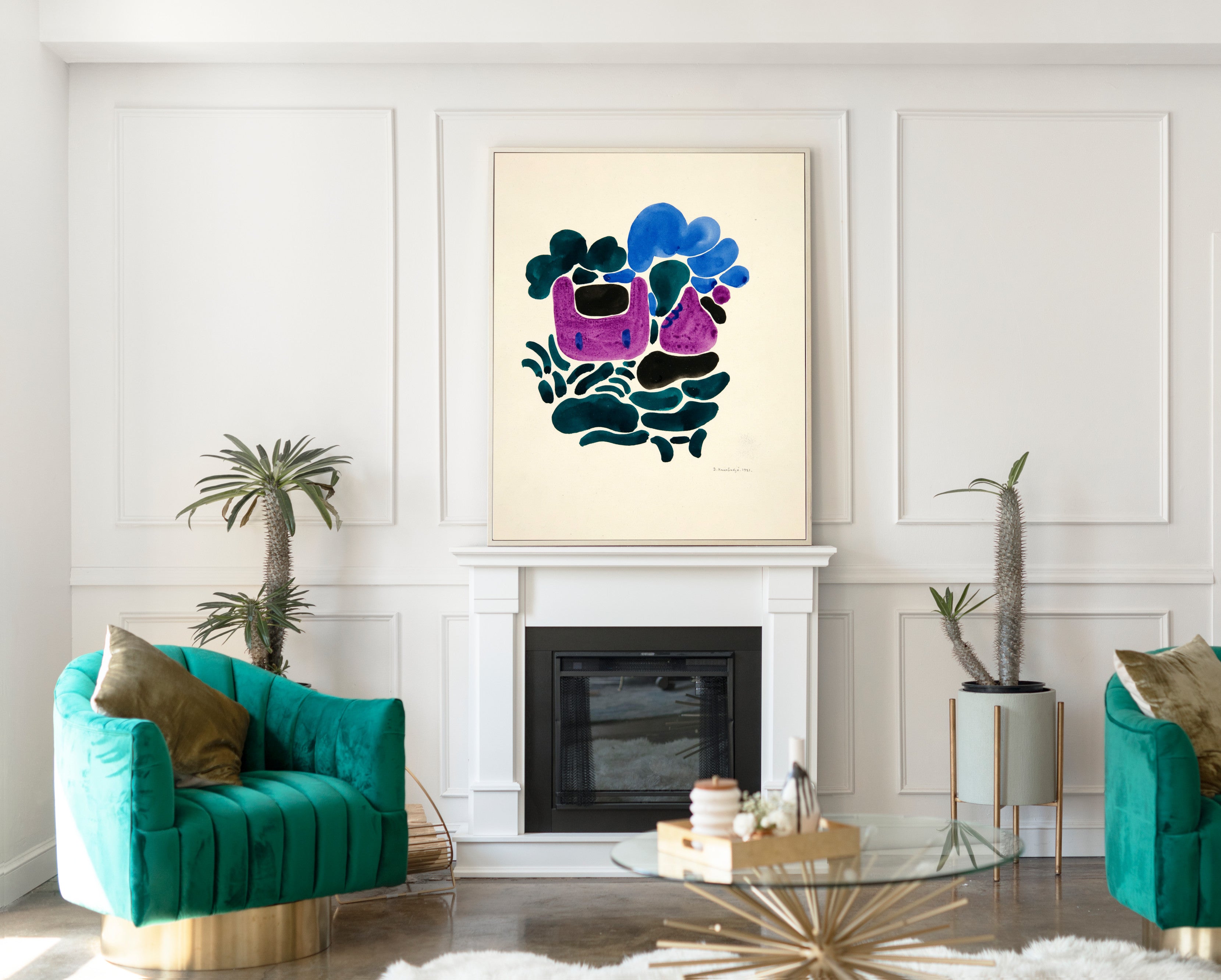 Abstraction Based on Flower Forms, III, David Kakabadzé Print