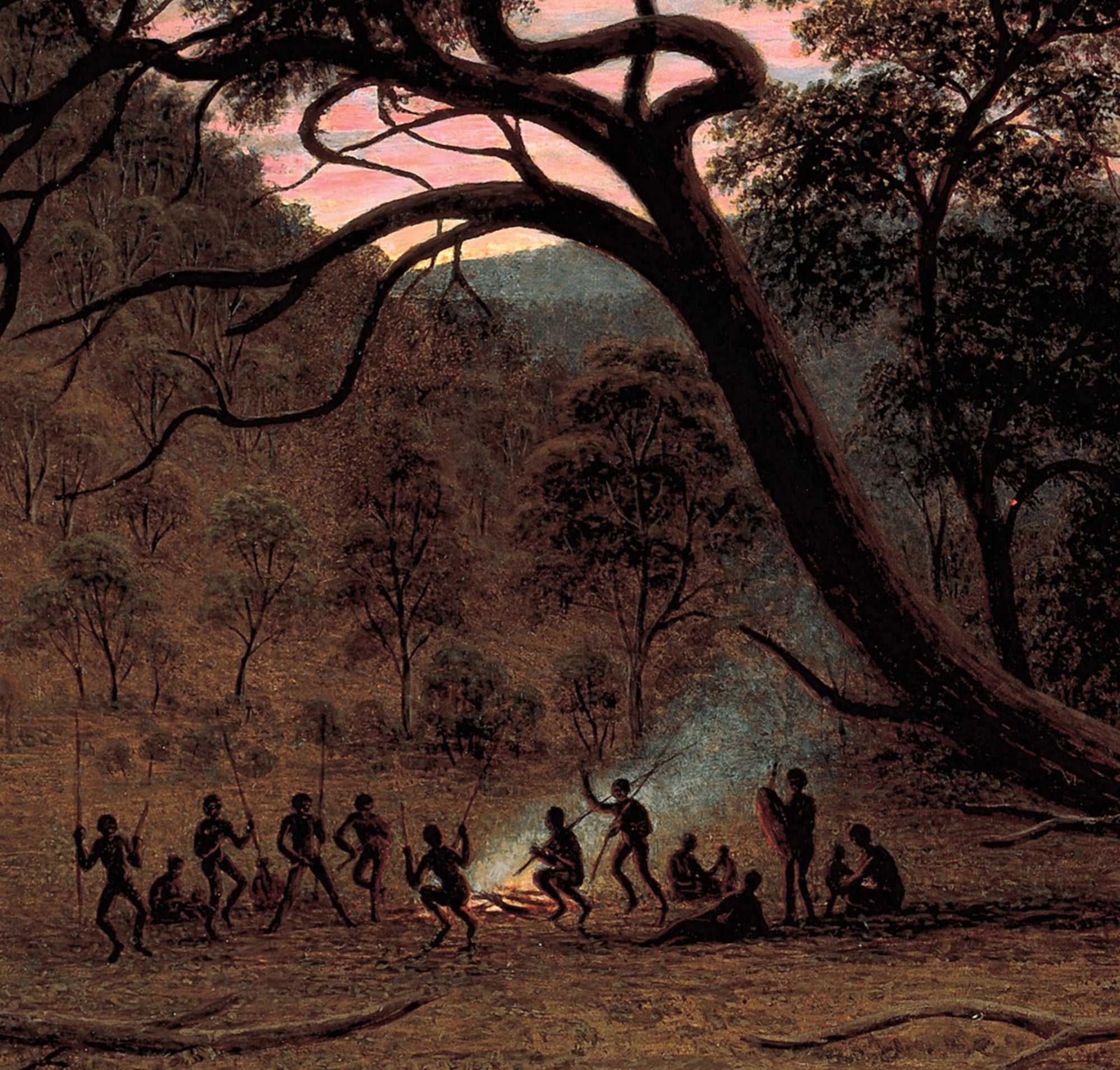 John Glover Fine Art Print : A corroboree of natives in Mills Plains