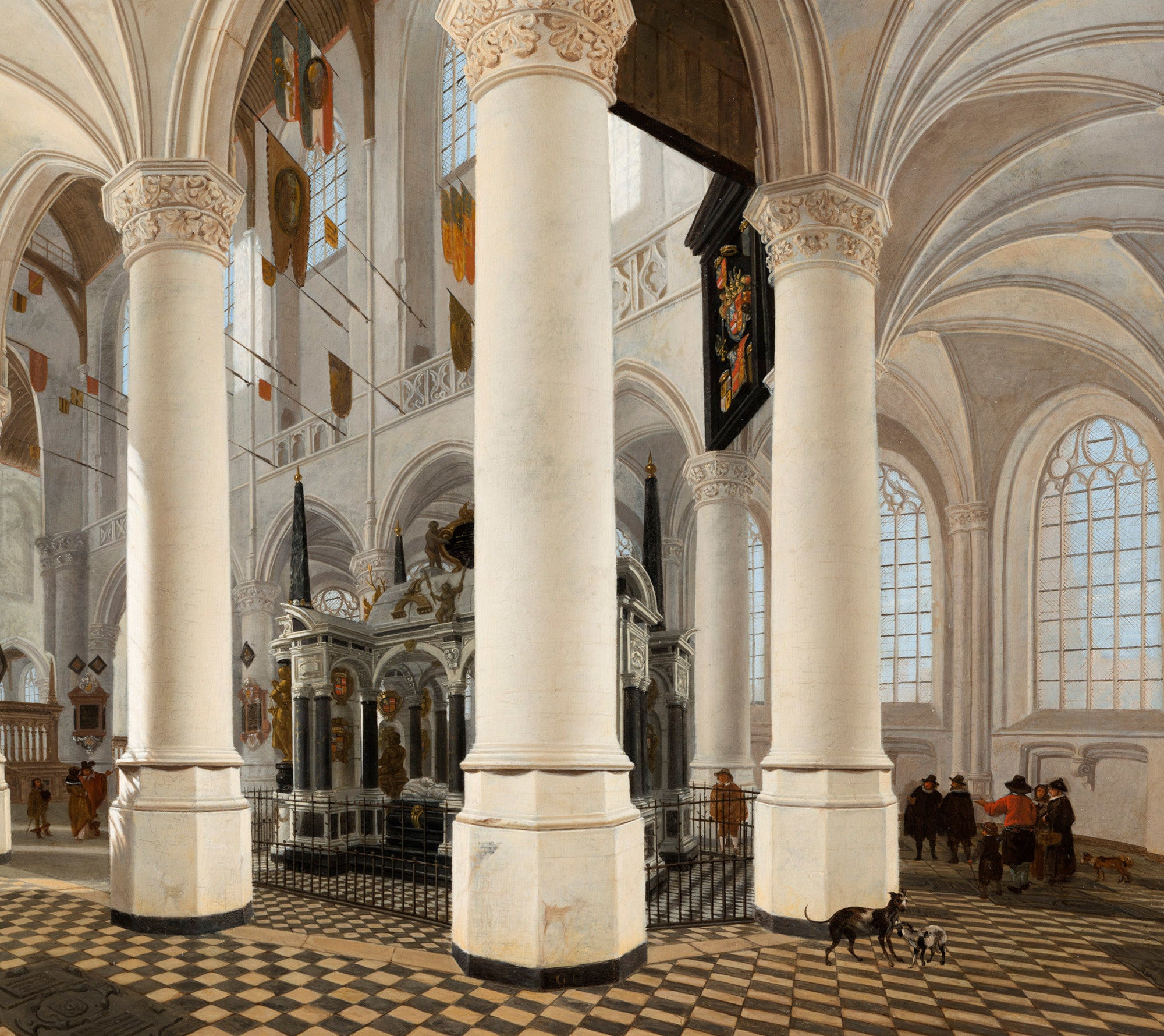 Gerard Houckgeest Baroque Fine Art Print, Ambulatory of the Nieuwe Kerk in Delft