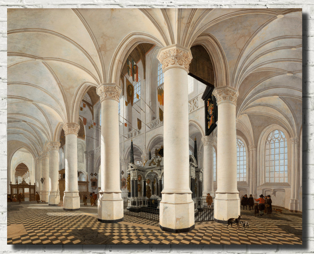 Gerard Houckgeest Baroque Fine Art Print, Ambulatory of the Nieuwe Kerk in Delft