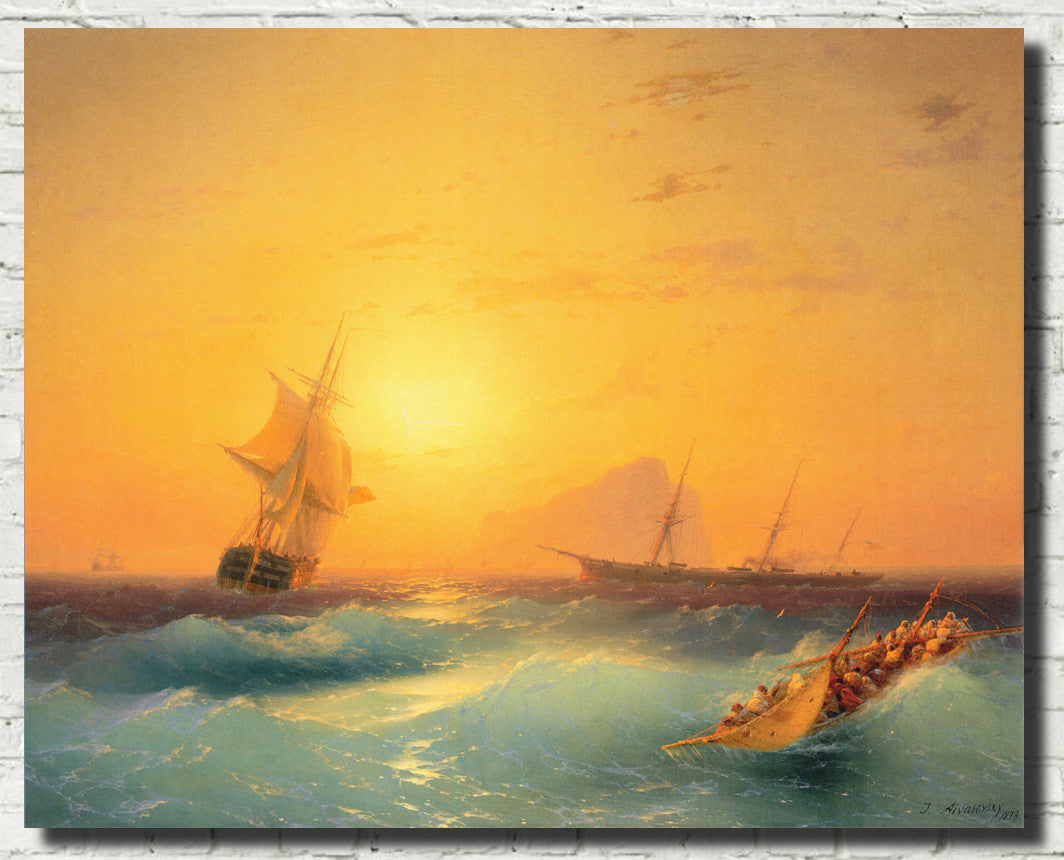 Ivan Aivazovsky Fine Art Print, American Shipping off the Rock of Gibraltar