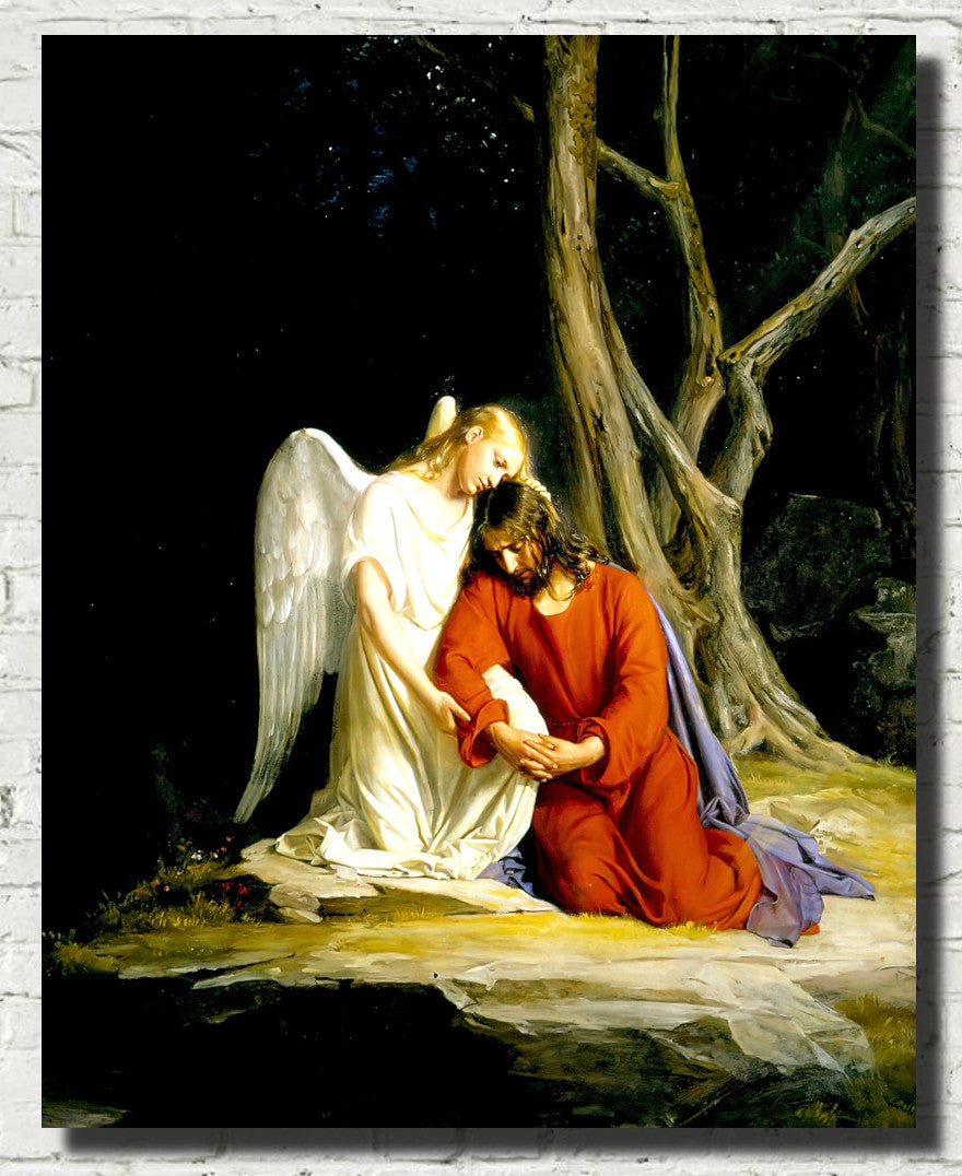 Carl Bloch Fine Art Print, An angel comforting Jesus before his arrest in the Garden of Gethsemane