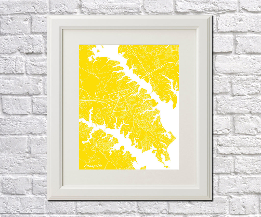 Annapolis City Street Map Print Feature Wall Art Poster