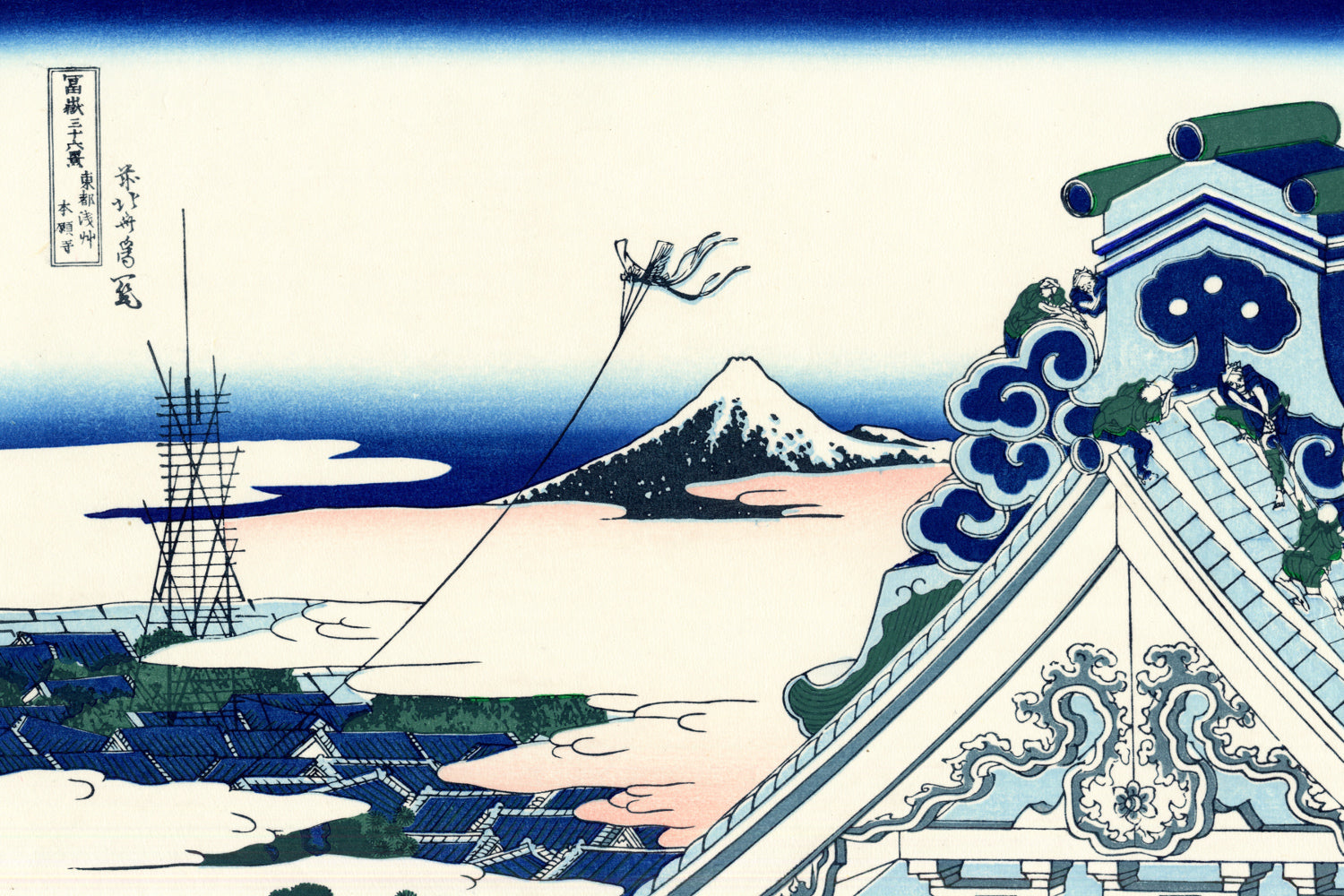 36 Views of Mount Fuji, Asakusa Honganji Temple, Katsushika Hokusai, Japanese Print