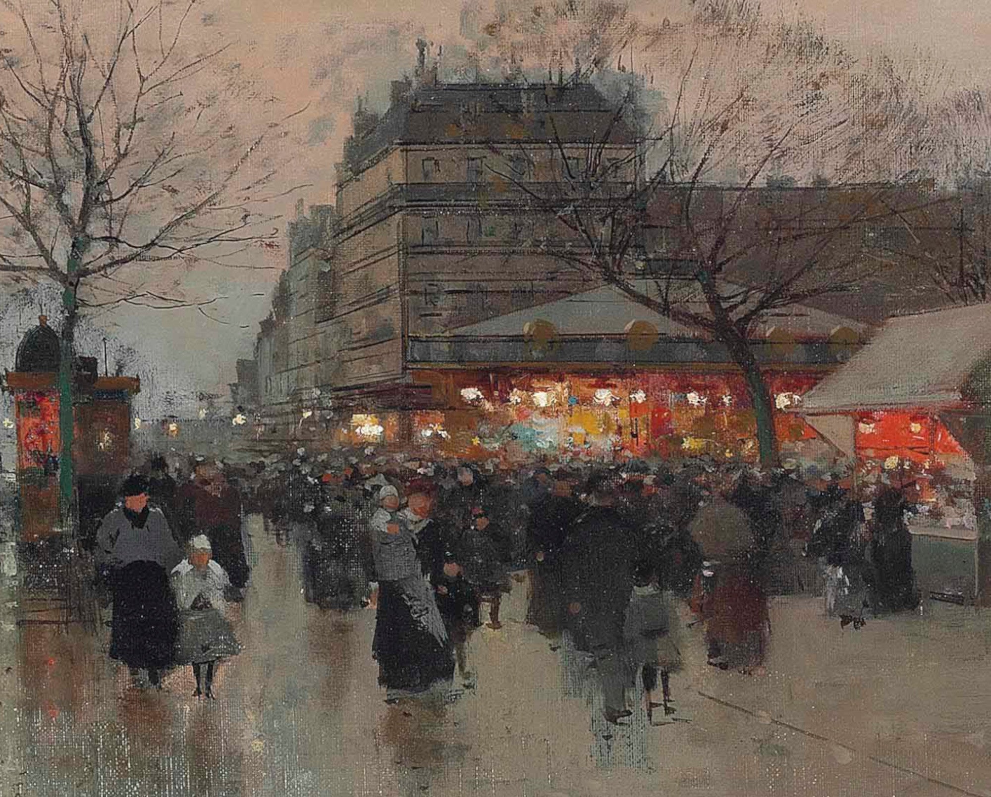 Luigi Loir Fine Art Print, A Paris street fair on the banks of the Seine