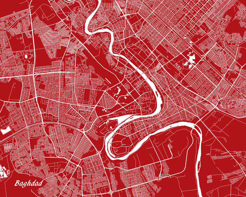 Baghdad City Street Map Print Custom Map Poster - OnTrendAndFab
