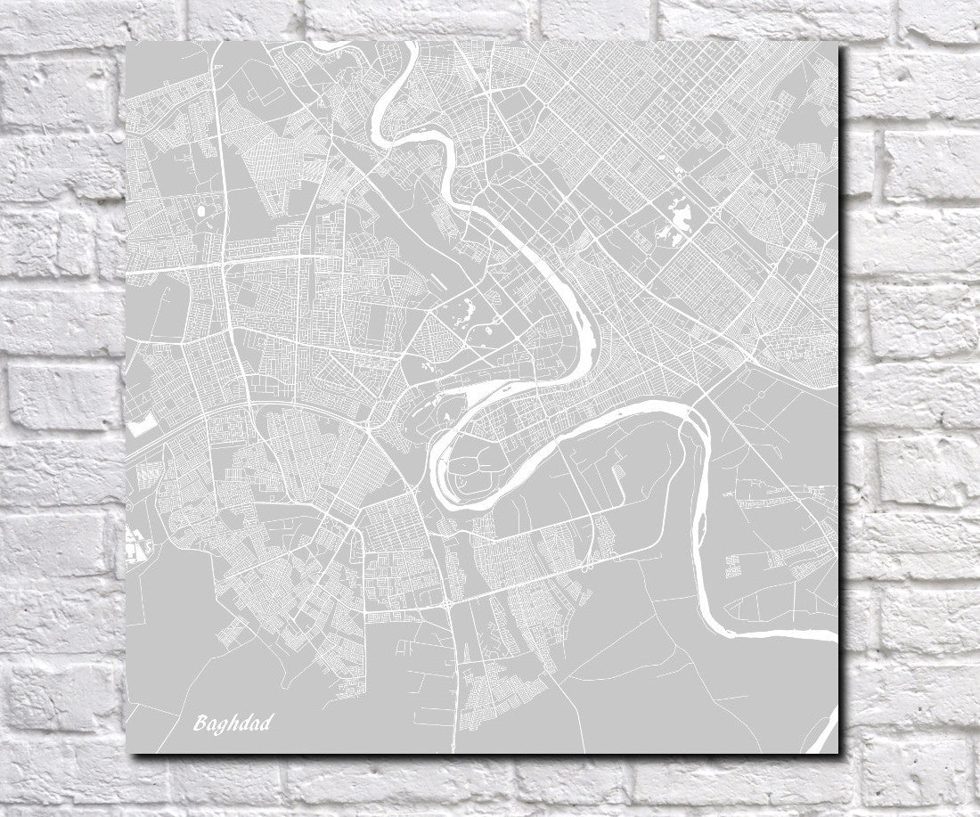 Baghdad City Street Map Print Custom Map Poster - OnTrendAndFab