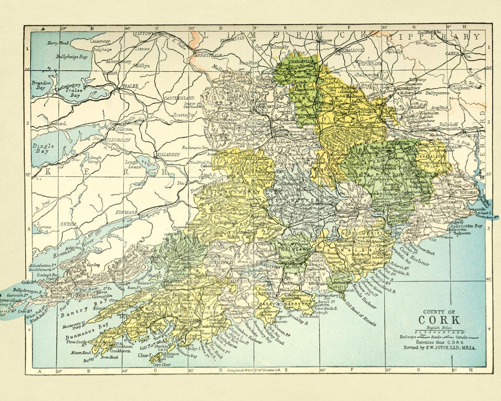 Baronies of Cork Map Print Vintage Ireland Poster Old Map as Art - OnTrendAndFab