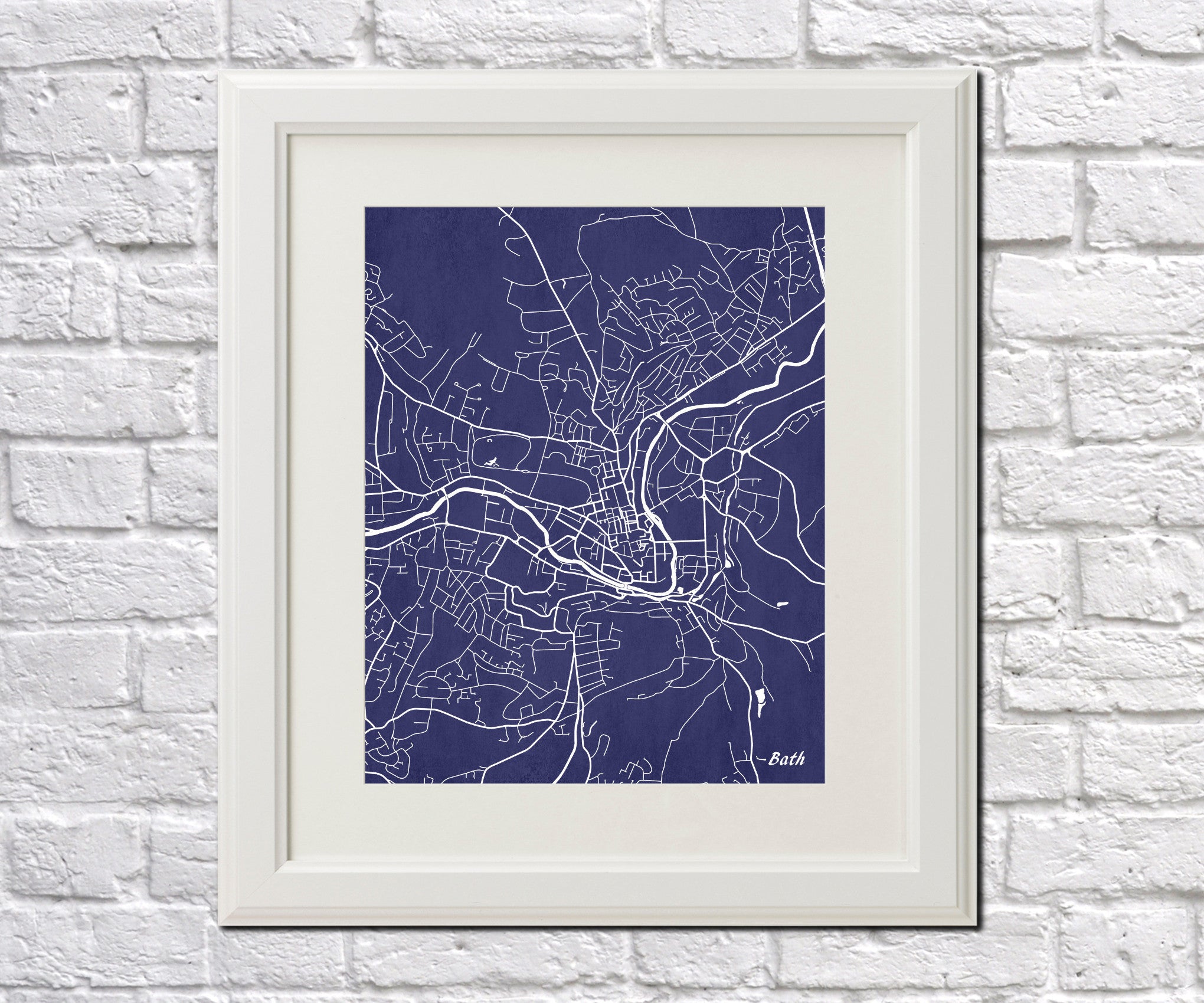 Bath City Street Map Print Feature Wall Art Poster