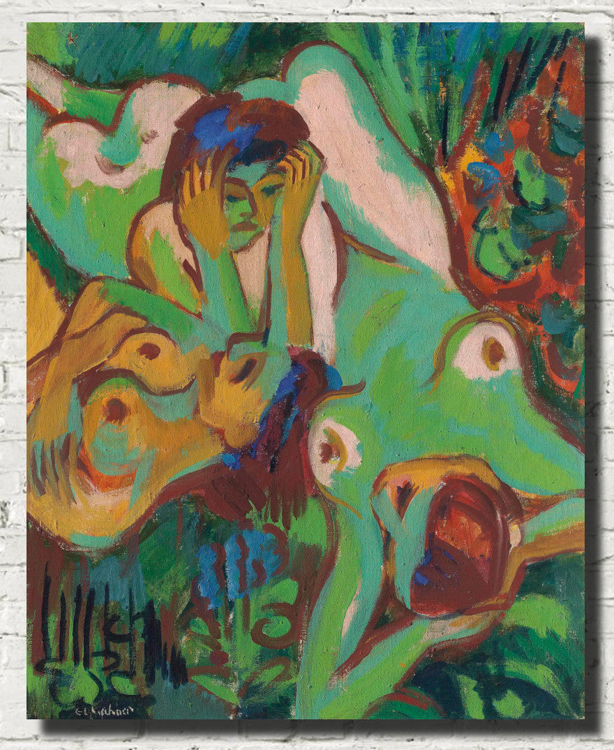 Ernst Ludwig Kirchner Expressionism Fine Art Print, Bathers in the Meadow