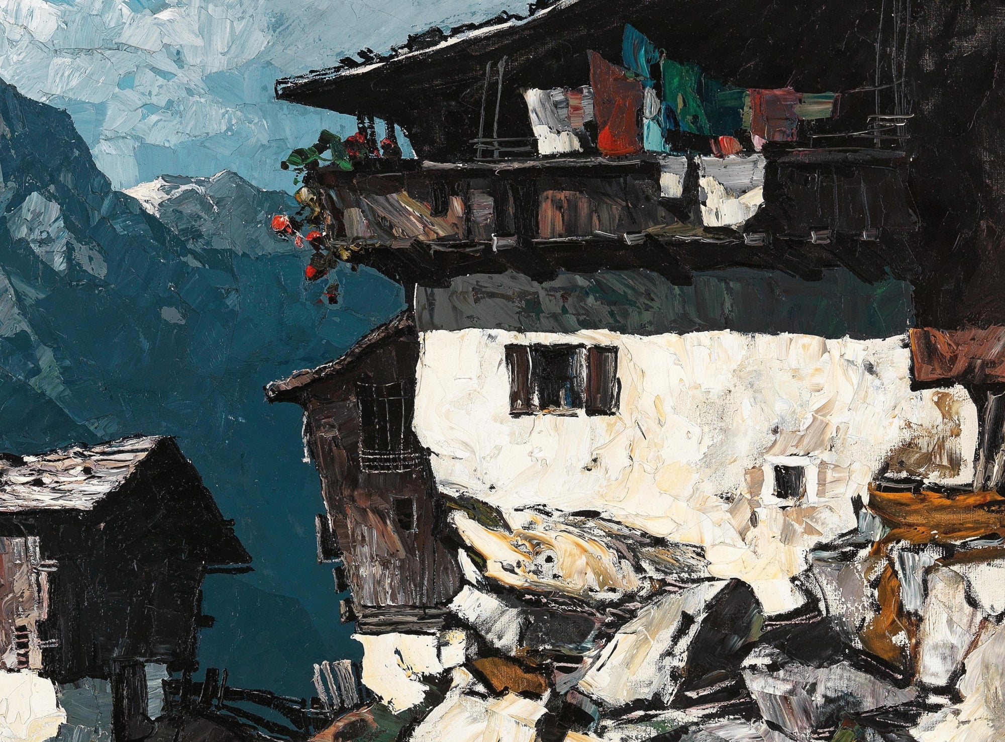 Bauernhof im Hochgebirge, Oskar Mulley Fine Art Print