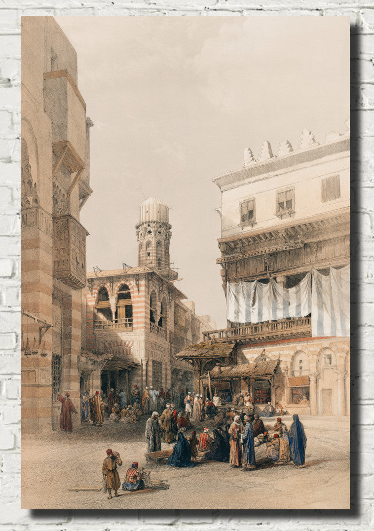 Bazaar of the coppersmiths Cairo, David Roberts Fine Art Print