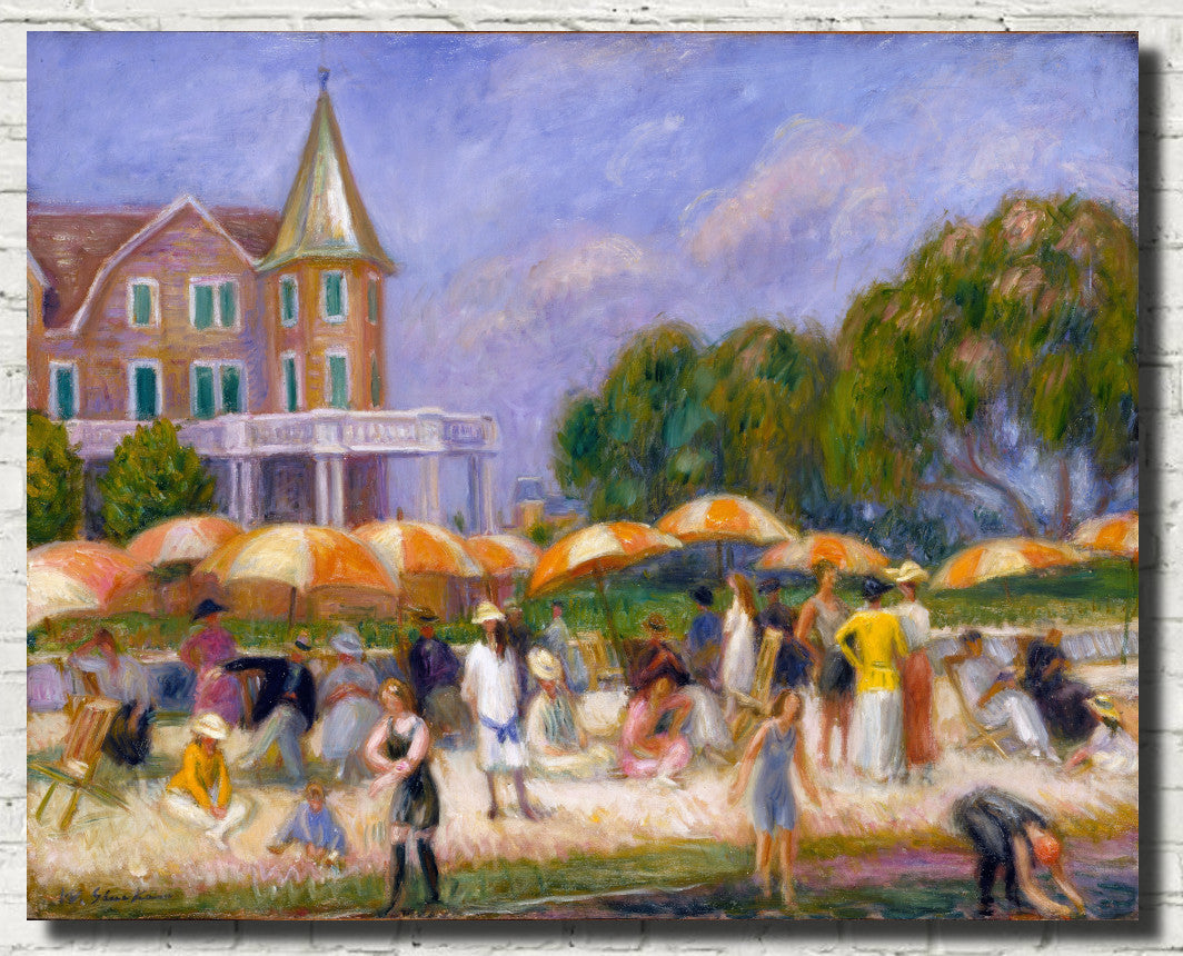 Beach Umbrellas at Blue Point, William Glackens Fine Art Print