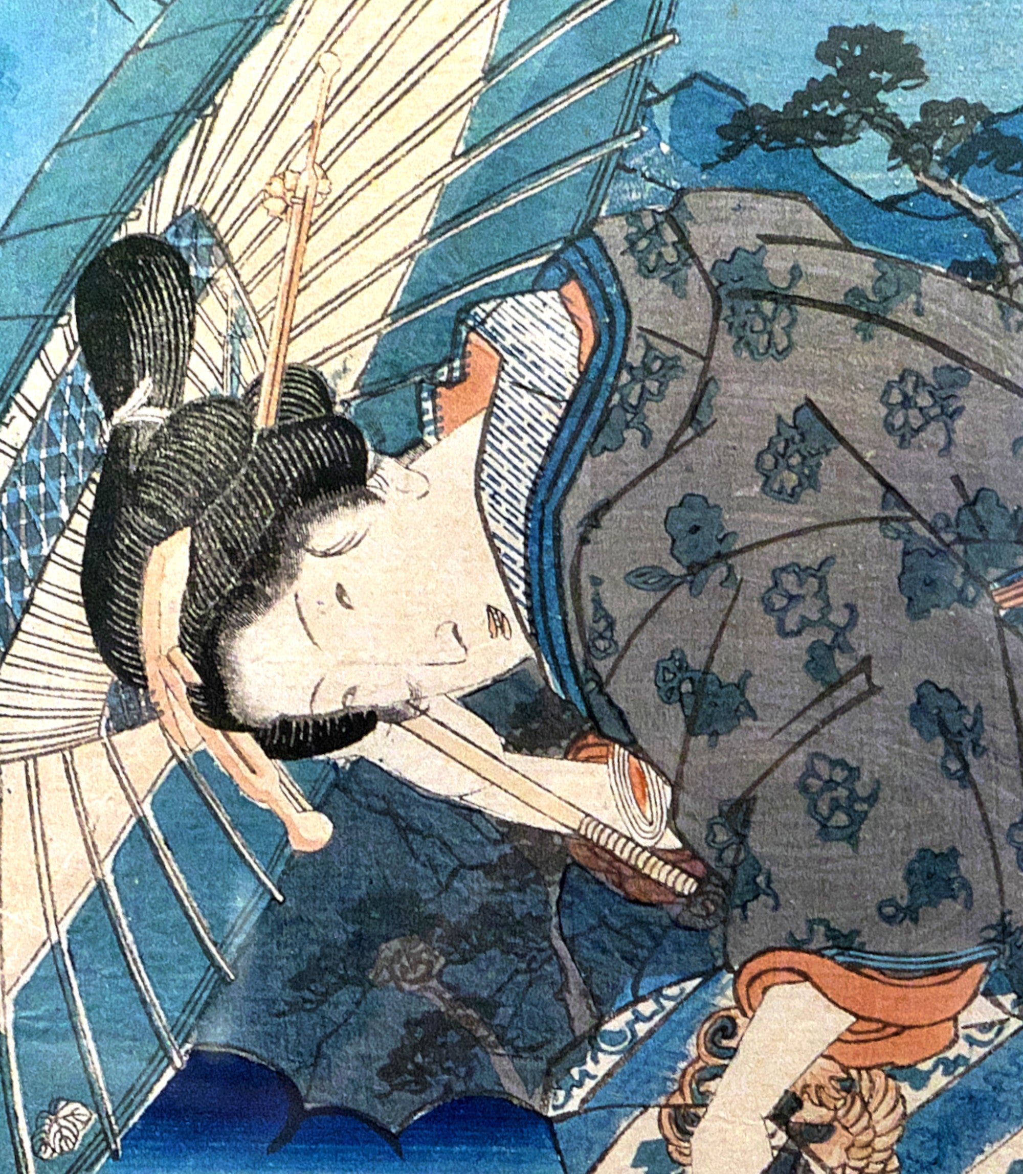 Keisai Eisen, Japanese Art Print : Beautiful woman in Nissaka