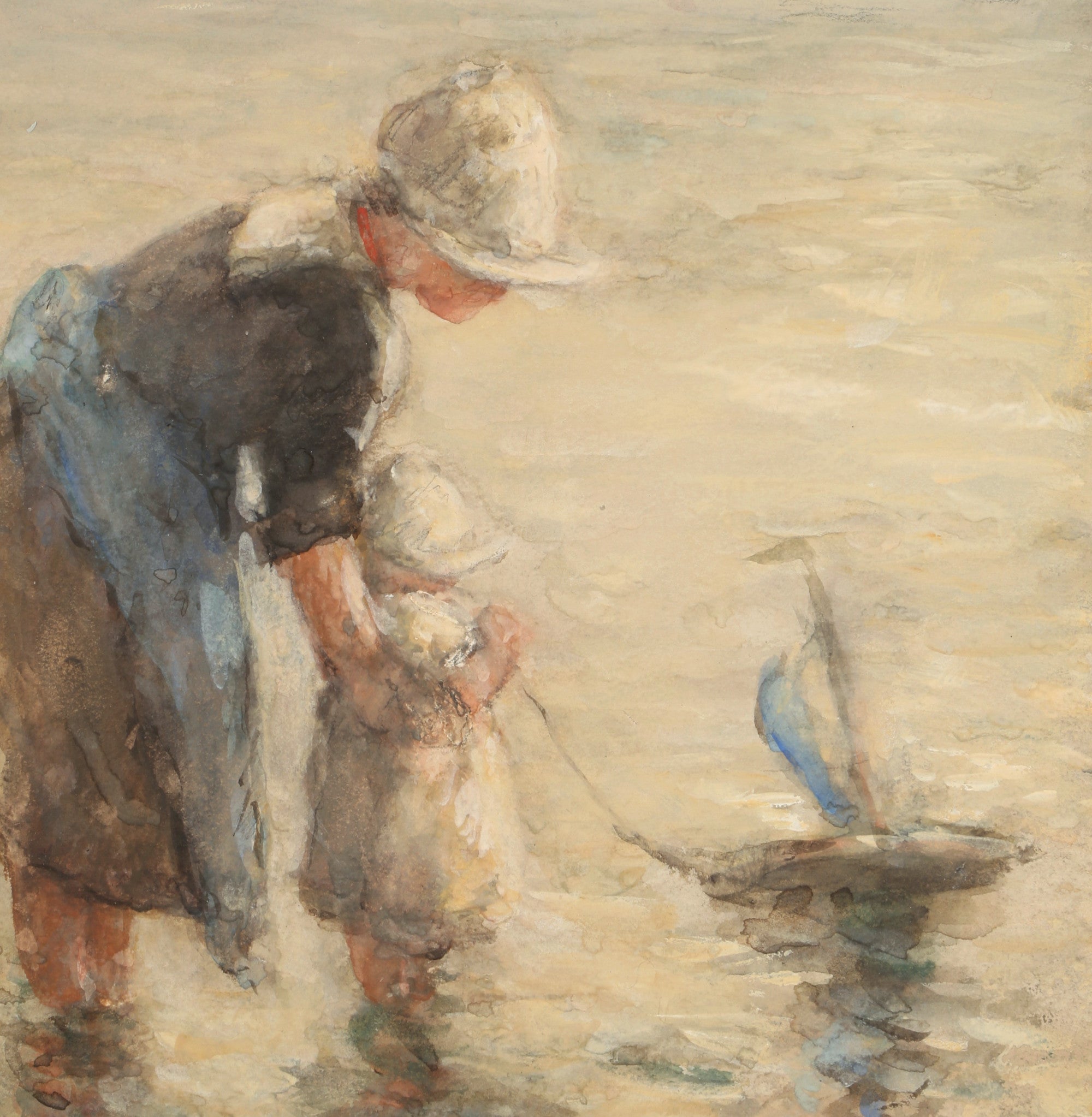 Robert Gemmell Hutchison Fine Art Print, Becalmed at Volendam