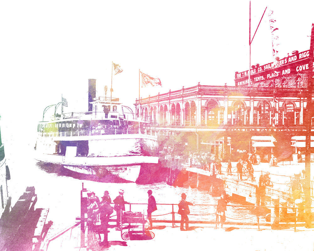 Belle Isle Ferry Print City Landscape Poster Feature Wall Art