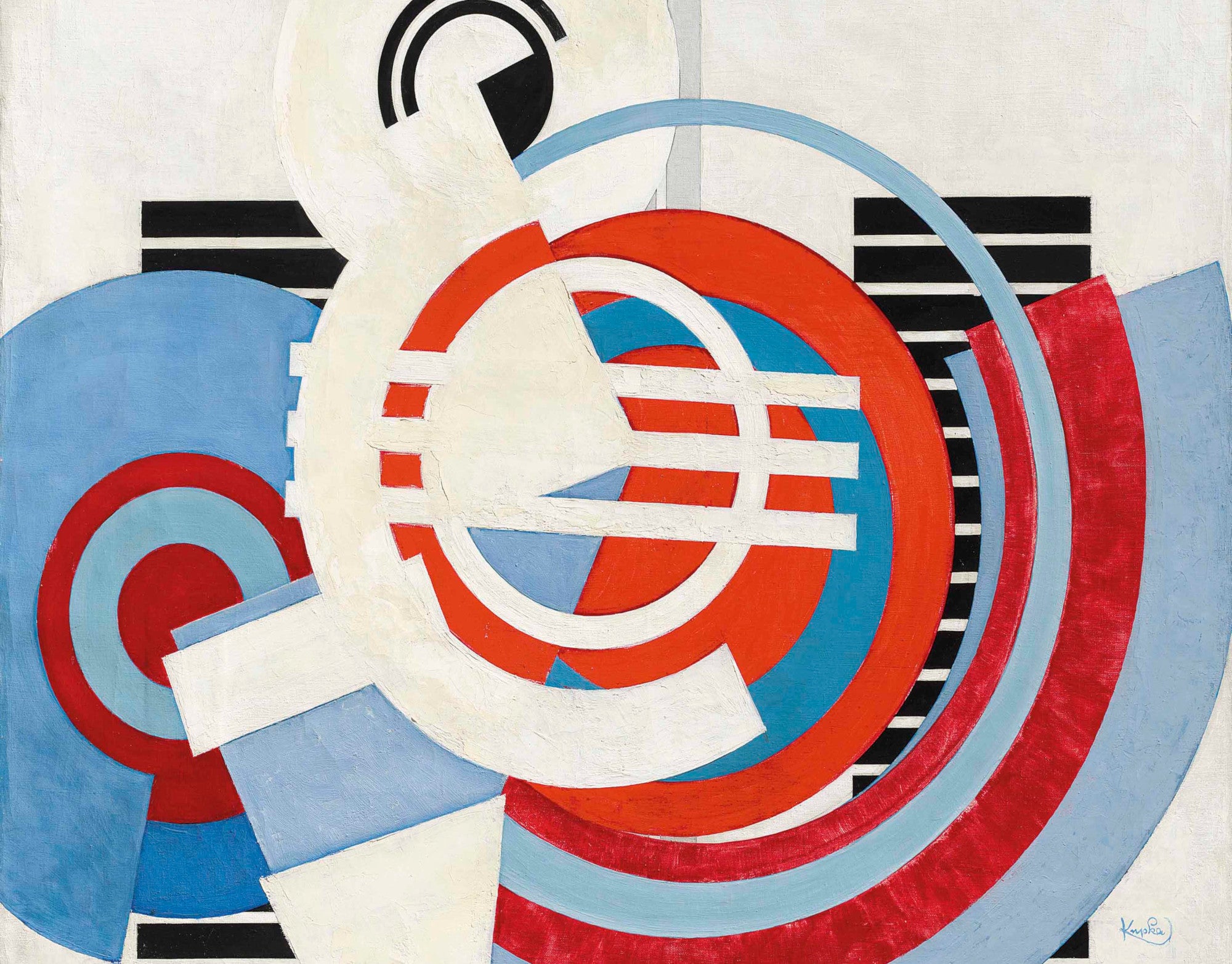 Frantisek Kupka Fine Art Print, Blanc sur bleu et rouge
