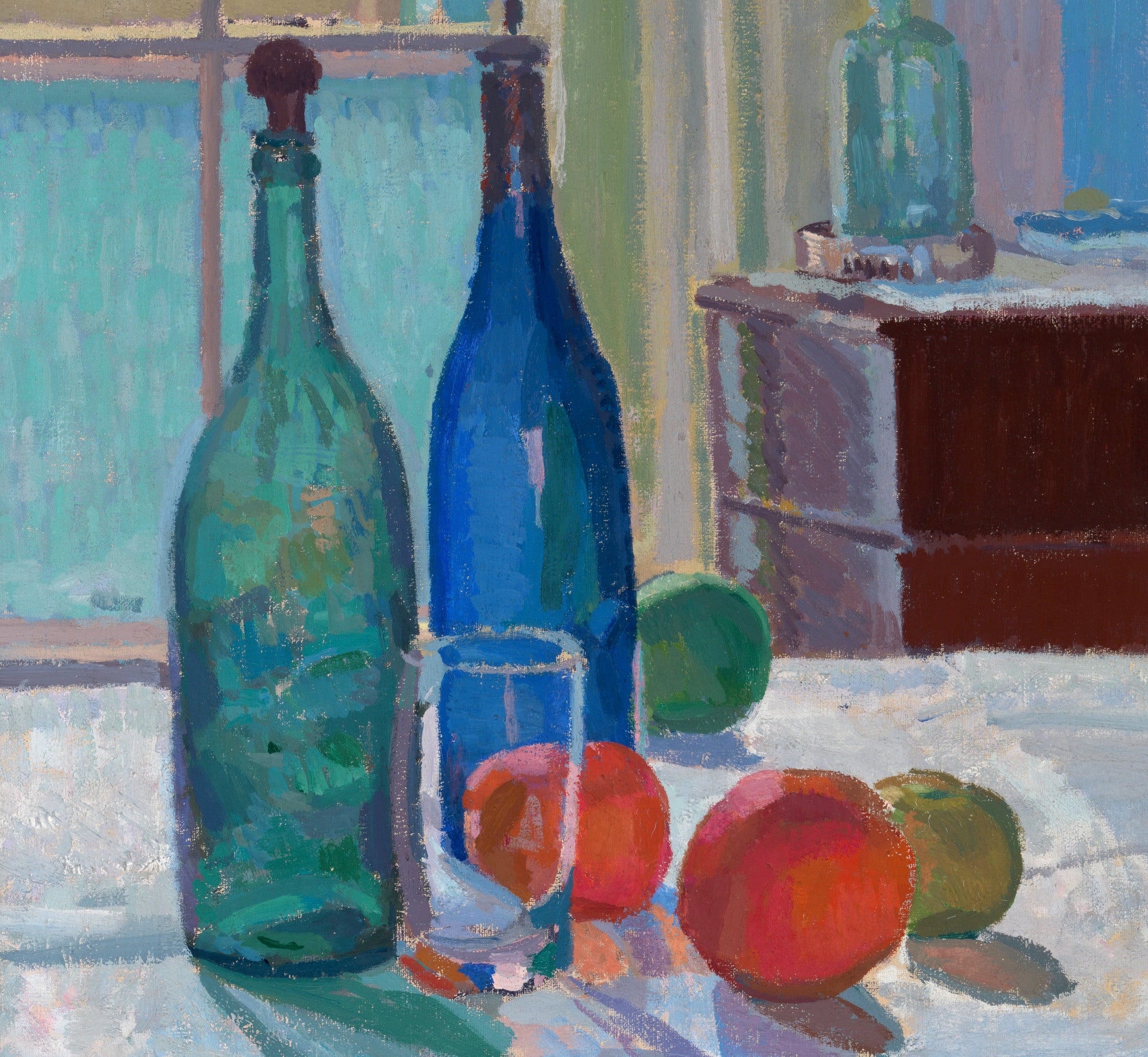 Spencer Gore Post-Impressionist Fine Art Print, Blue and Green Bottles and Oranges