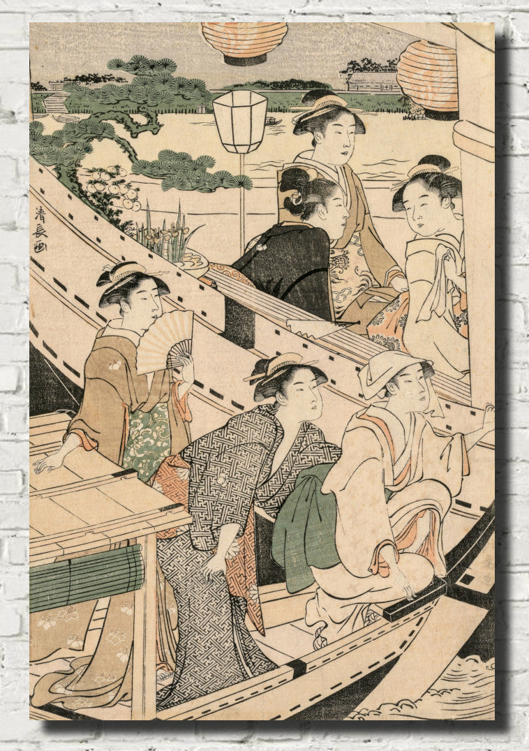 Torii Kiyonaga, Japanese Fine Art Print, Boating Party on the Sumida River