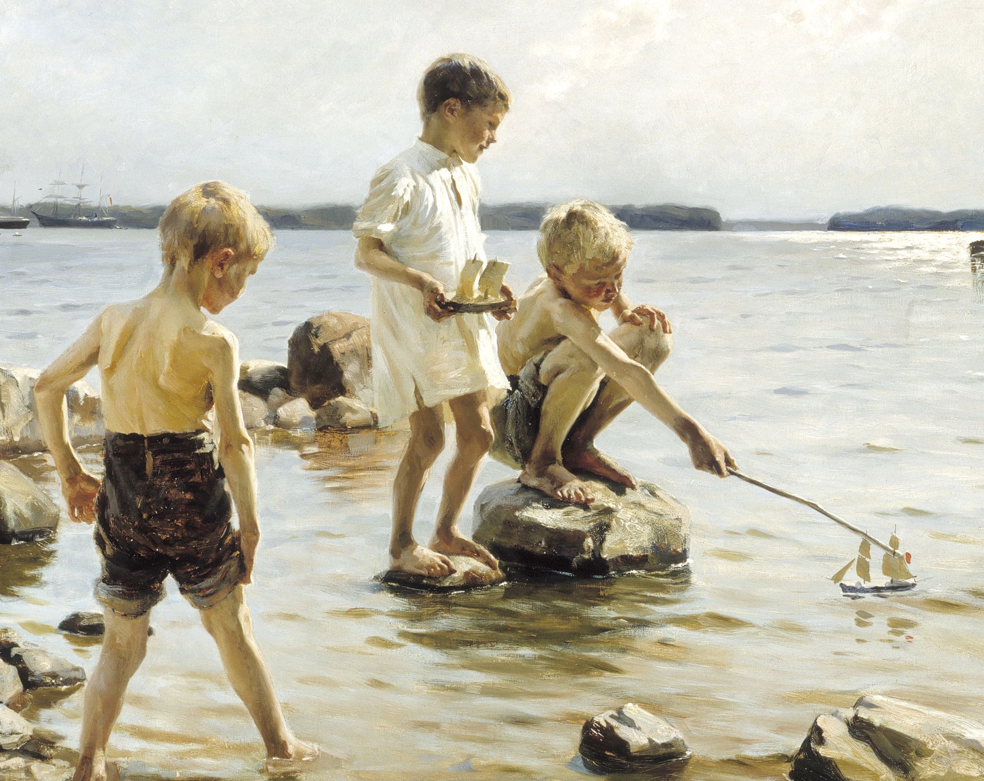 Albert Edelfelt Fine Art Print, Boys Playing on the Shore