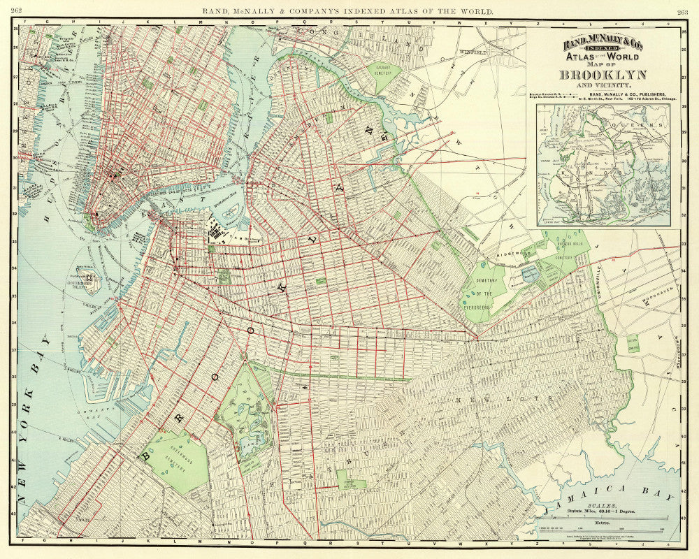 Brooklyn Street Map Print Vintage New York Poster Old Map as Art - OnTrendAndFab