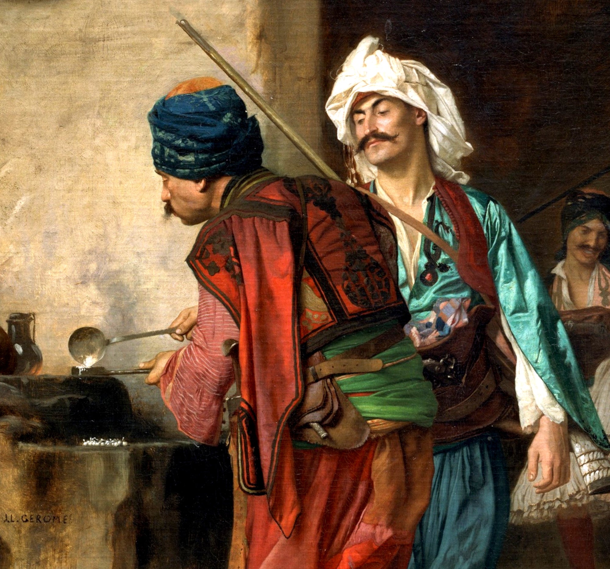 Jean-Léon Gérôme Fine Art Print : Cafe House, Cairo (Casting Bullets)