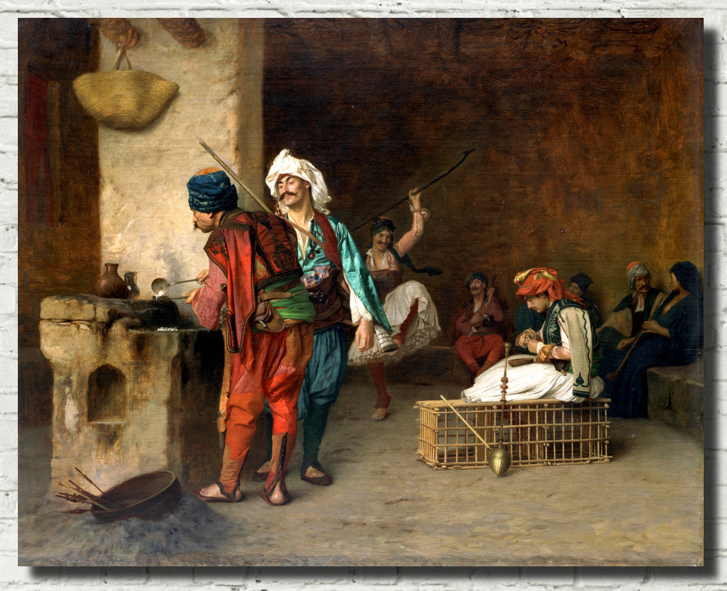 Jean-Léon Gérôme Fine Art Print : Cafe House, Cairo (Casting Bullets)