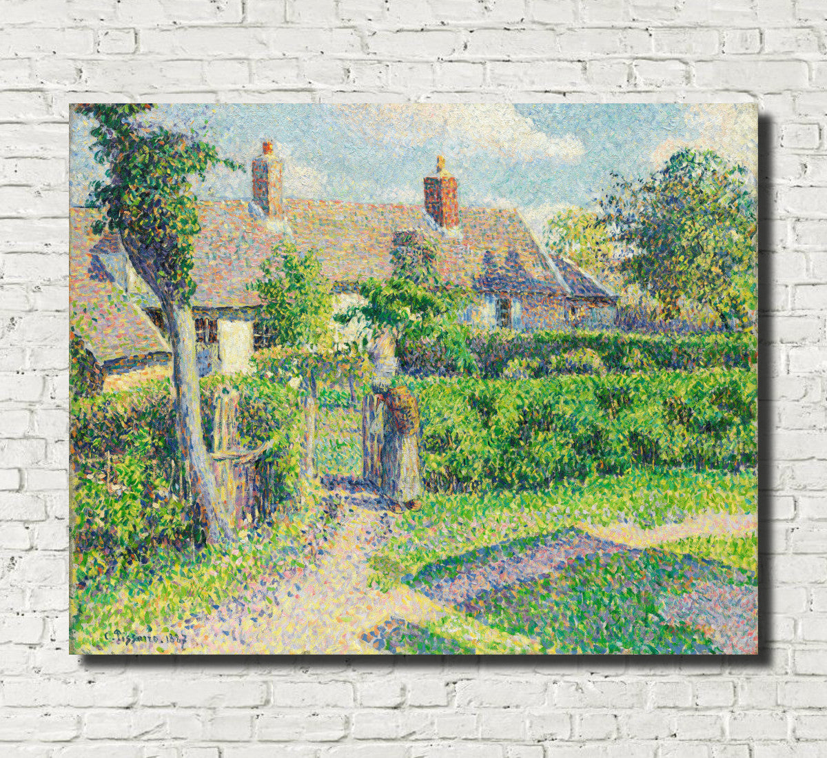 Camille Pissarro Fine Art Print Peasants' Houses, Eragny Impressionist Painting
