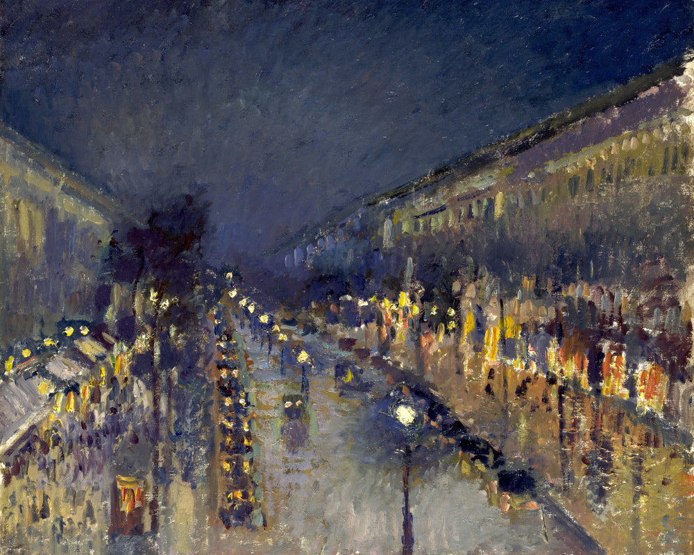 Camille Pissarro Fine Art Print The Boulevard Montmartre at Night Impressionist Painting
