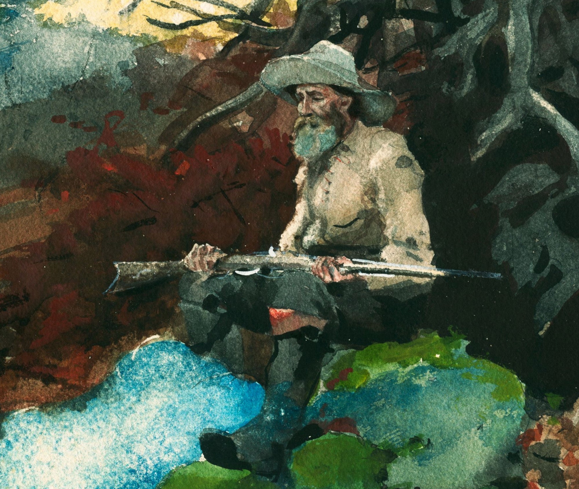 Winslow Homer Fine Art Print :  Campfire, Adirondacks